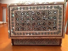 Egyptian handmade jewellery box inlaid with mother of pearl