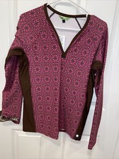 NWT Next Women's Pink Brown Floral Print Long Sleeve Surf Shirt Swimwear L