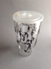 Vtg Libbey Glass US Sandwich Board Ads Men US Skyline 6 Recipe Cocktail Shaker