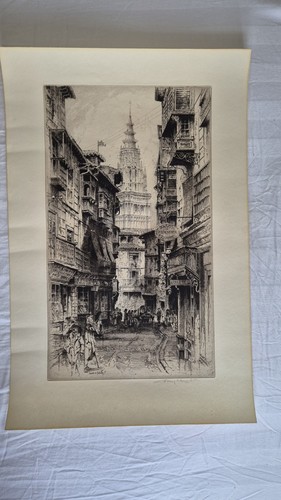 Original etching street in - ,