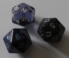 Various Coloured 20mm 20 Sided Dice x 3 (NNN2041)