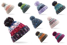 Knitted Bobble Hat Men's Ladies Kids Beanie Warm Winter Pom-Pom Woolly Matching