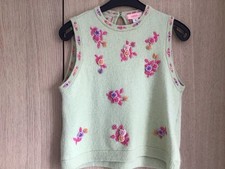 Ladies Crop Shrunken Tank Top S M Whistles Embroidered Knit Top