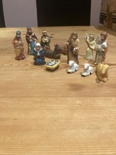 Ceramic Nativity Scene 13 Pieces Jesus Joseph Mary Angel 3 Kings Shepherd Sheep
