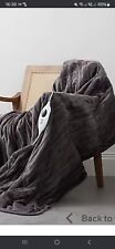 Cozee Home Faux Fur and Velvetsoft Heated Throw with 9 Heat Settings-CHARCOAL