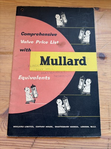 1952 mullard valve price list - valve,