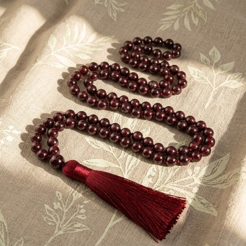 Red garnet 108 mala beads - garnet,