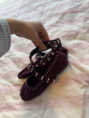 Zara burgundy leather - , studded