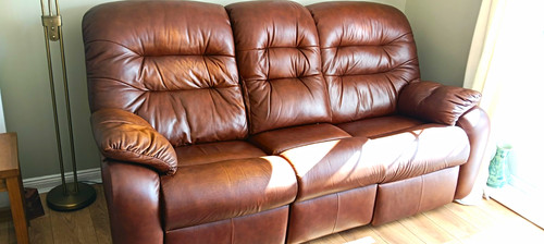 Gplan brown leather seater - leather, 3-seater
