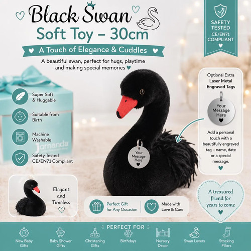 Black swan soft toy - swan,