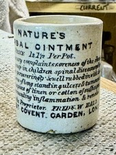 1890’s Early Transferred OINTMENT Pot - NATURES HERBAL OINTMENT (K373)