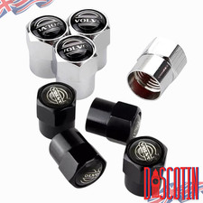 4PCS VOLVO WHEEL TYRE VALVE DUST CAPS WITH BLACK BADGE