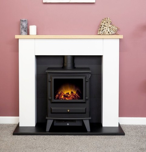 Electric fire stove oak white - stove,