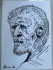 Peter Howson Hand Drawn & Signed Drawing Dated ‘06 on A4 Card. Scottish Artist