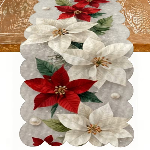 Christmas red white - red/white, poinsettia