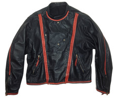 Langlitz Leathers Custom Cascade Black Red Trim Leather Jacket Sz 48 + Zip Out