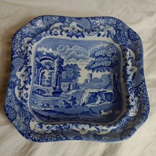 Spode Blue Italian Tureen No Lid Serving Dish large vegetable antique c1925