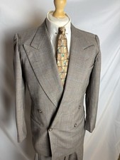 Original Vintage 1950s Mens Grey Checkered 2 Peice Suit Jacket & Trousers