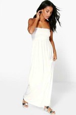 Strapless Maxi Dress Ladies Sheering Boob tube Bandeau Long Women Stretch 8-22