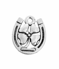Tibetan Silver Charms Horse Shoe Shamrock Lucky 18mm x 15mm 10pcs C114