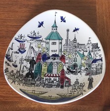 STAVANGERFLINT SCANDINAVIAN INGER WAAGE FISHING SCENE WALL PLATE NORWAY 