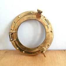 Vintage Solid Brass Porthole Round Window Gold Room Decor Nautical Maritime
