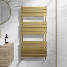 Flat Panel Heated Towel Rail Brushed Brass - 1200 x 600mm Wall Mounted Bathroom