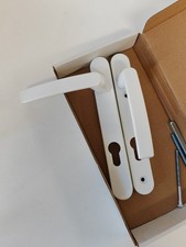 JCP UPVC Door Handles Set, White, 122mm Screw Centres, 92mm PZ Sprung Set CG T12