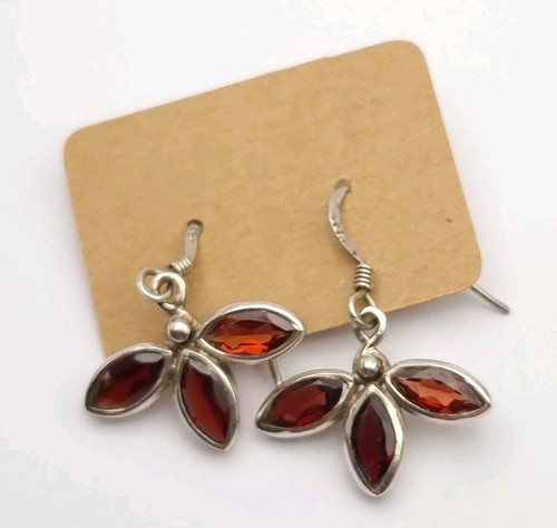 Garnet earrings sterling - earrings,