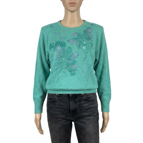 Vintage jumper aqua patterned - vintage,