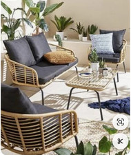 Malaga 4 Piece Sofa Set Natural | Garden Lounge Set | FREE Cushions