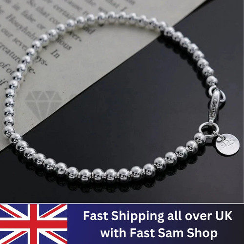 Bead bracelet 4mm silver round - 4mm,