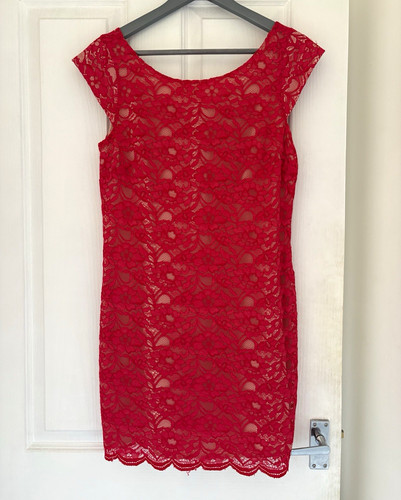 Oasis red floral lace - red,