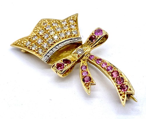 18ct gold diamond brooch crown