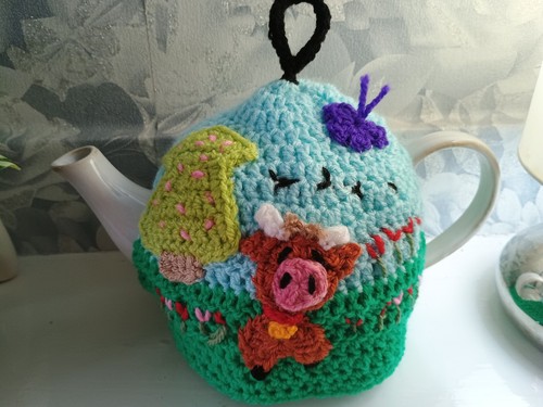 Crochet knit highland - cow, tea