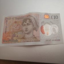 AK47 £10 NEW TEN POUND NOTE POLYMER RARE AK47 05 92 89  SERIAL NUMBER.