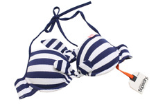 Superdry Marine Stripe Bikini Top Swimwear Women XS Padded Ties Lined