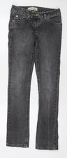 Drainpipe Womens Grey Cotton Straight Jeans Size 8 L30 in Regular Zip - Vintage