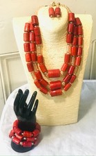 African Coral Bead Necklace