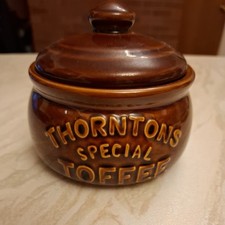 Thornton's Special Toffee Porcelain Lidded Jar in Dark Brown Glaze.
