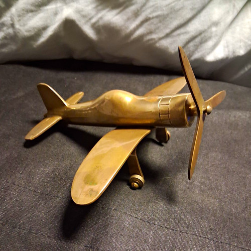 Brass metal propeller airplane - brass,