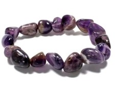  Amethyst 10mm Tumblestone Natural Crystal Chakra Gemstone Chunky Bracelet 