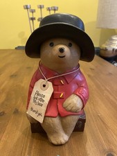 Vintage 1979 Paddington Bear Money Box FilmFair C&G Hat & Tag – Rare Piggy Bank