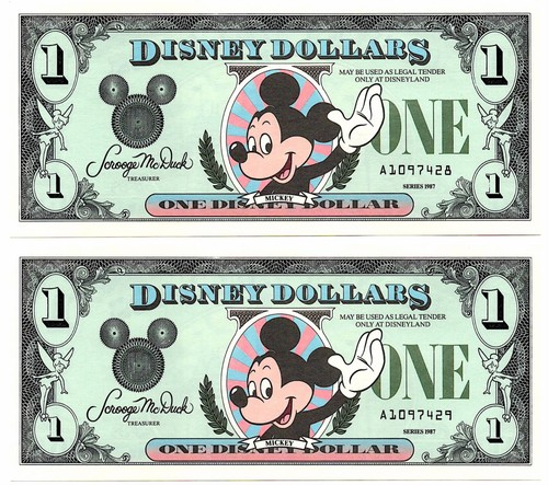 Disney dollar x 2 - $1,