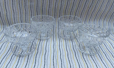 Vintage Cut Crystal Footed Sundae Grapefruit Dish Bowl | Set of 4