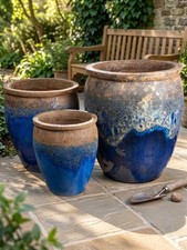 Dark blue drip planter trio - dark,