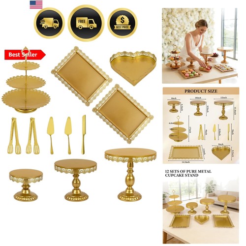 Gold cake stand set pieces - set,