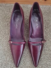 Next Fine Italian Collection Burgundy Leather Court Shoes UK Size 5.5