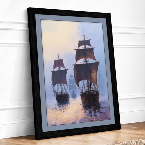 Sailing ships mist - mist, vintage