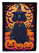 Black Standard Poodle Witchy Halloween Flag Canvas Large House Size DAC1524CHF